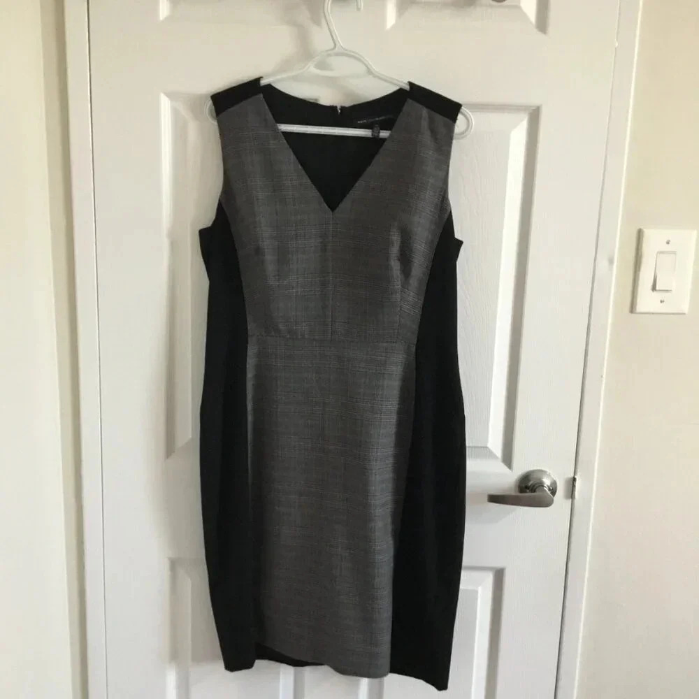 White House Black Market Bodycon dress back gray purble chic Dark Academia Sz 14